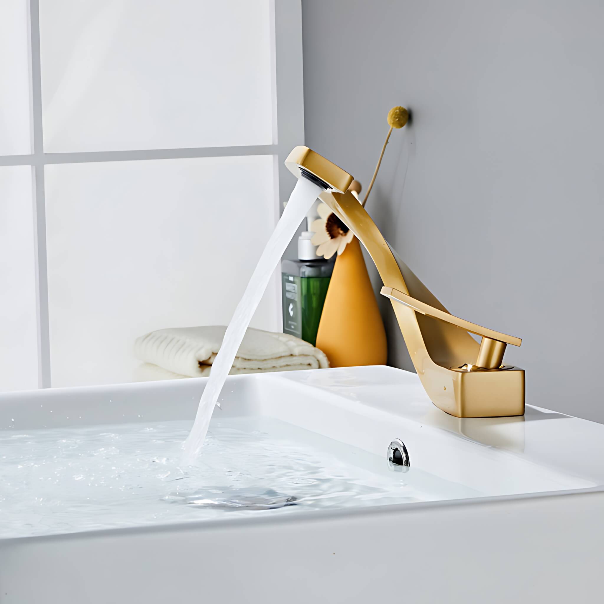 Colm-Unique-Design-Basin-Bathroom-Sink-Faucet-Single-Handle-Single-Hole-Brushed-Gold-Signature Faucets #color_brushed gold