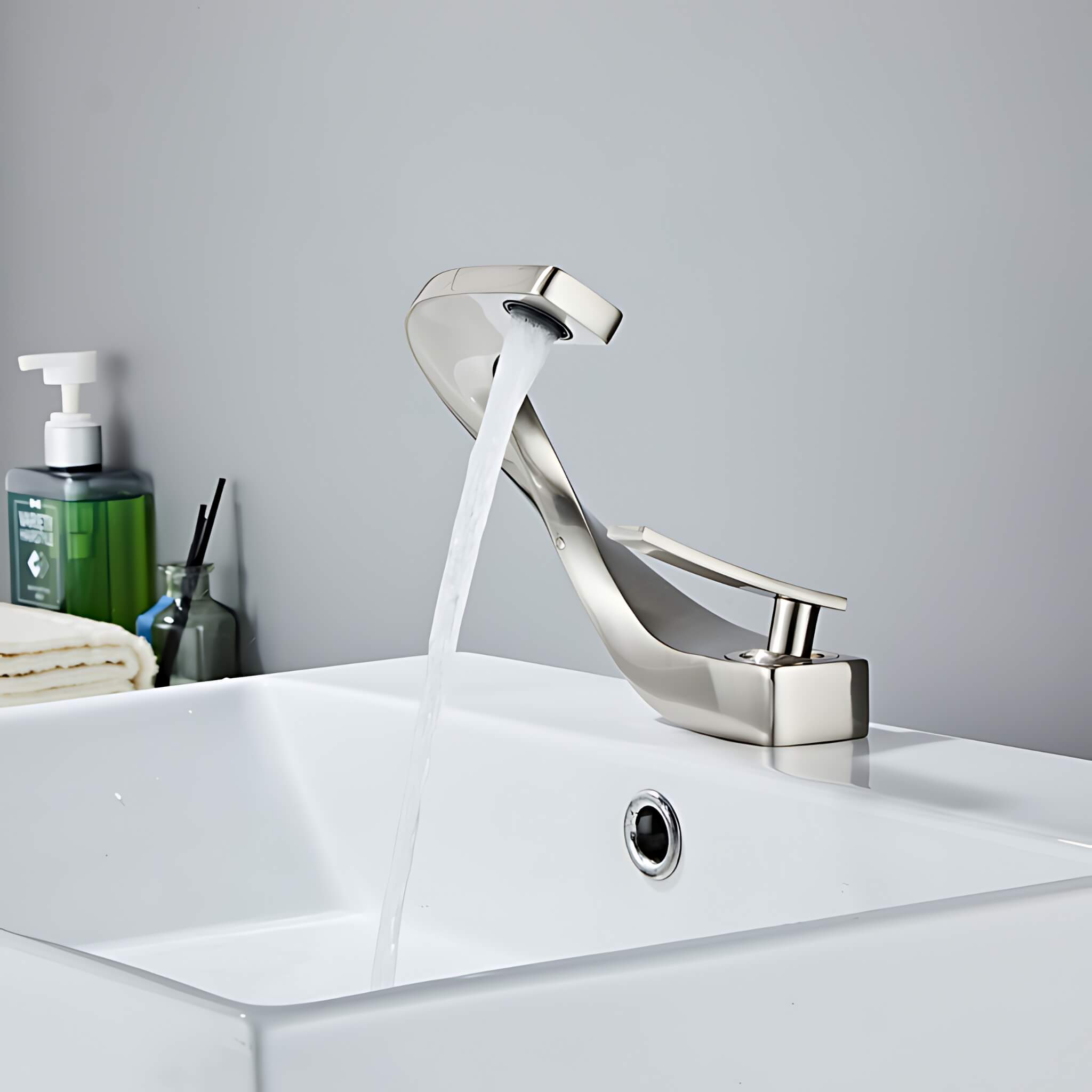 Colm-Unique-Design-Basin-Bathroom-Sink-Faucet-Single-Handle-Single-Hole-Brushed-Nickel-Signature Faucets #color_brushed nickel