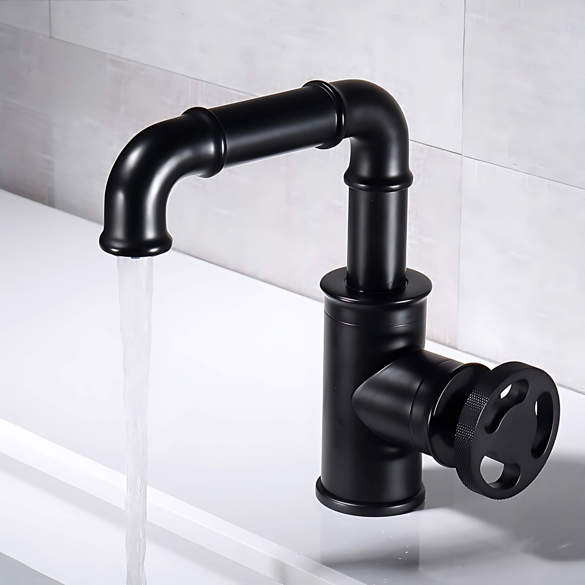 Imdorf-Industrial-Style-Bathroom-Sink-Faucet-Single-Hole-Single-Handle-matte-black-SignatureFaucets #color_matte black
