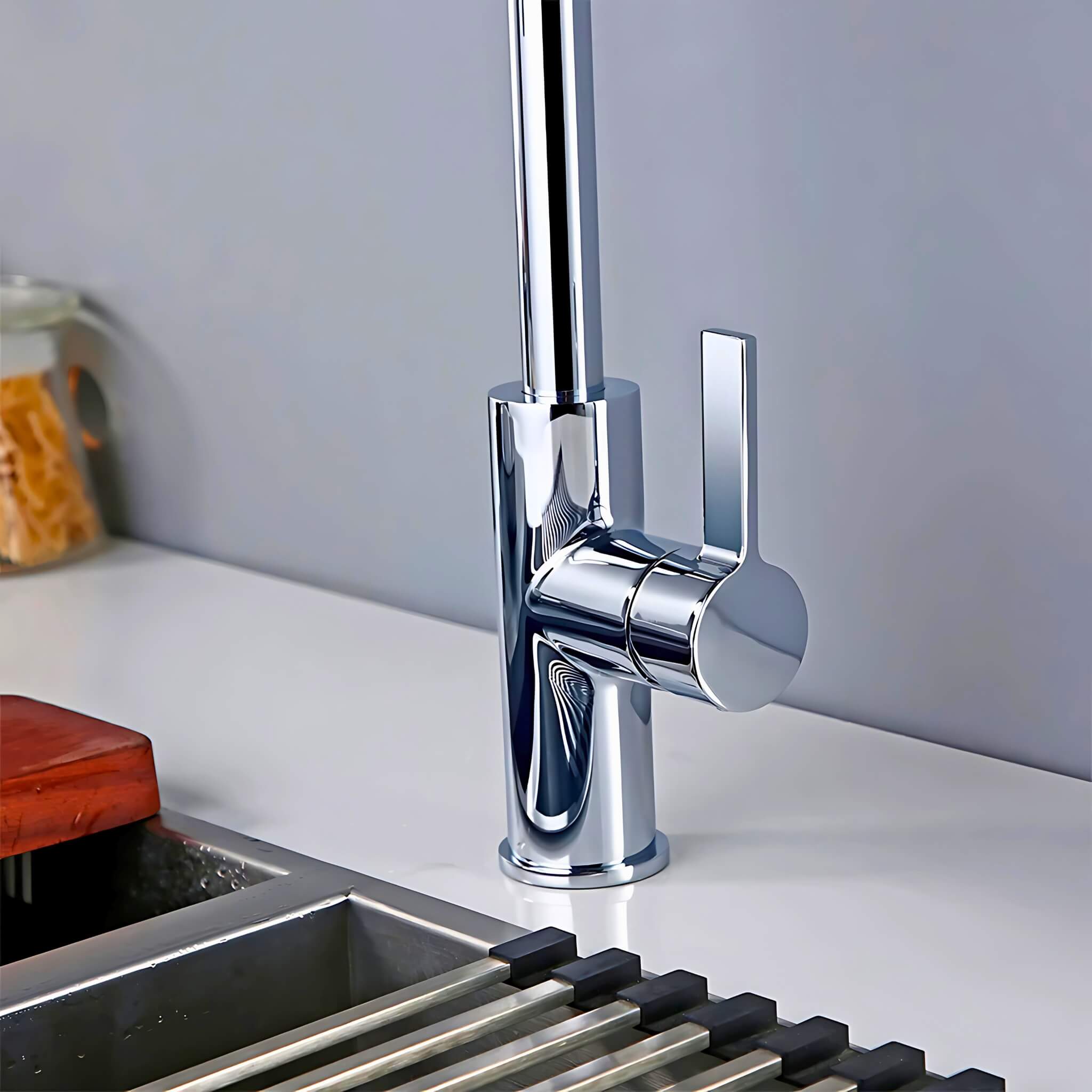 Kitchen-Faucet-Discreeto-Single-Hole-Kitchen-Faucet-With-Pull-Out-Spout-chrome-Signature-Faucets #color_chrome
