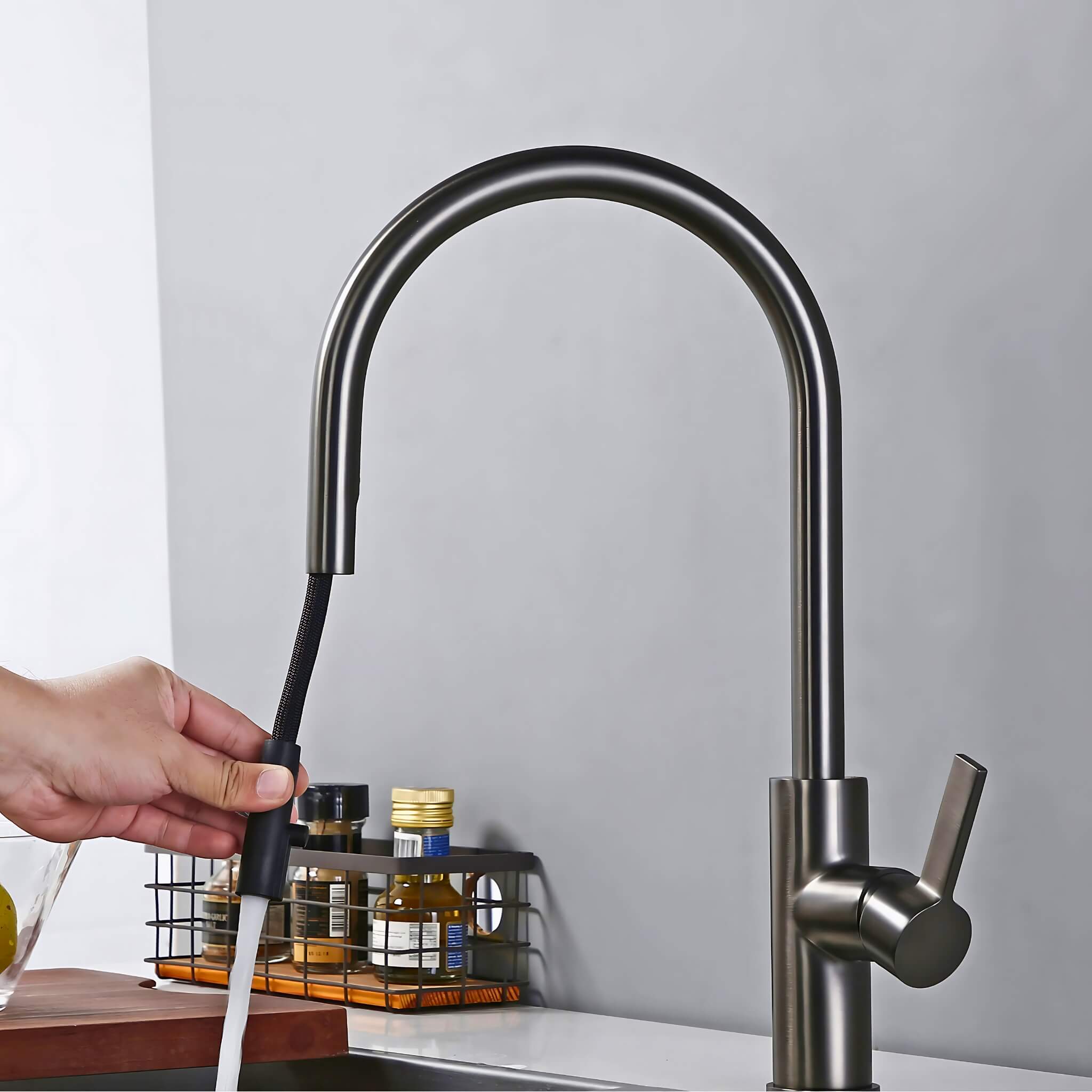 Kitchen-Faucet-Discreeto-Single-Hole-Kitchen-Faucet-With-Pull-Out-Spout-gun-metal-gray-Signature-Faucets #color_gun black