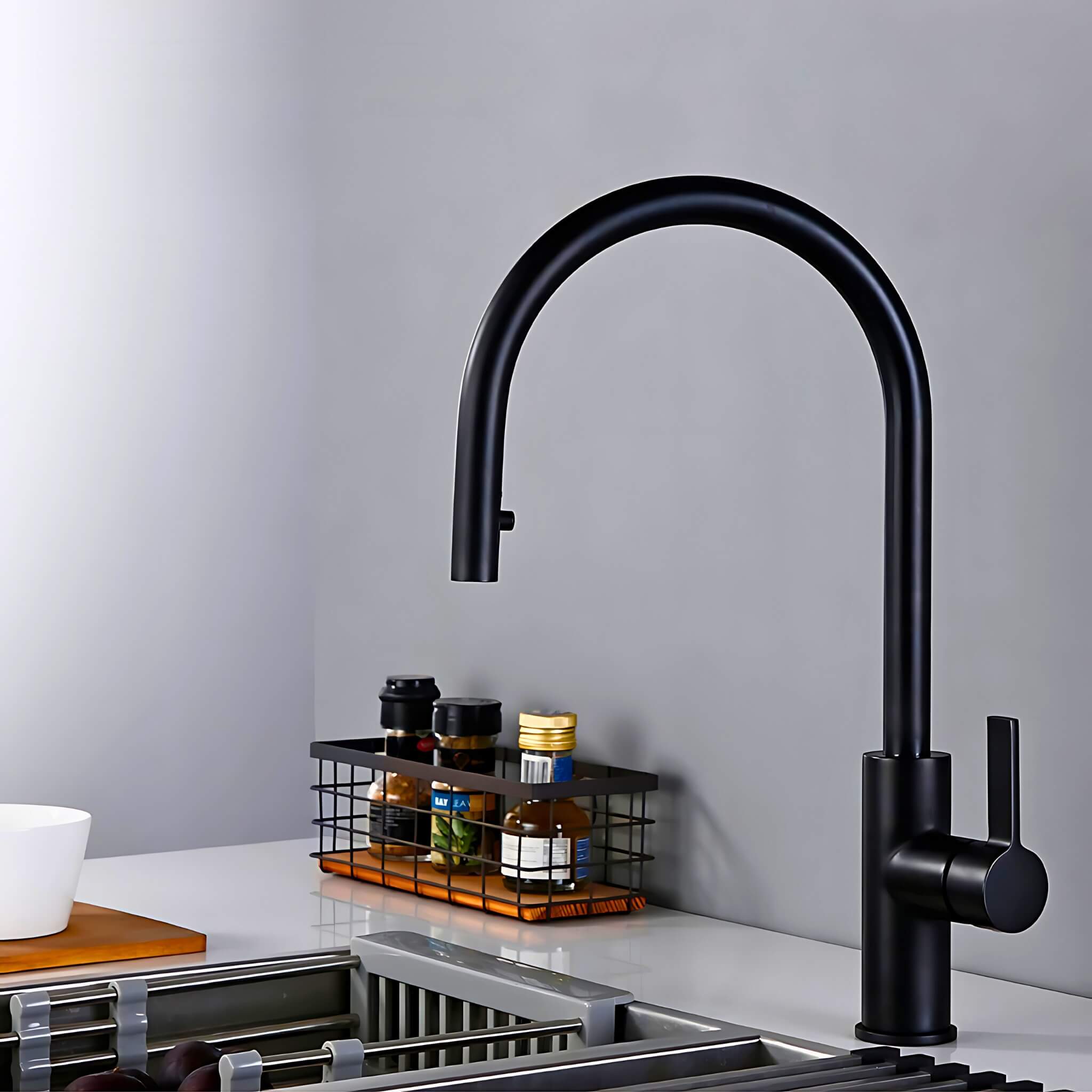 Kitchen-Faucet-Discreeto-Single-Hole-Kitchen-Faucet-With-Pull-Out-Spout-matte-black-Signature-Faucets #color_matte black