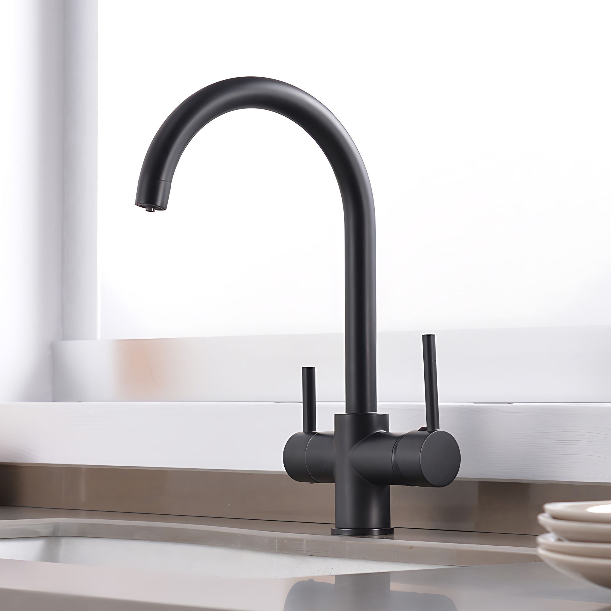 André Three Way Drinking Tap Dual Handle Kitchen Faucet