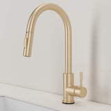 Stainless steel kitchen faucet - Imperium Touch Control Dual Function Pull Out sprayer Spout Kitchen Faucet - Brushed Gold - Signature Faucets #color_brushed gold