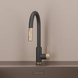Stainless steel kitchen faucet - Imperium Touch Control Dual Function Pull Out sprayer Spout Kitchen Faucet - Brushed Gold - Signature Faucets #color_matte black and brushed gold