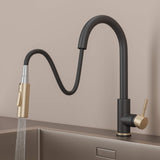 Stainless steel kitchen faucet - Imperium Touch Control Dual Function Pull Out sprayer Spout Kitchen Faucet - Brushed Gold - Signature Faucets #color_matte black and brushed gold