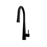 3D model of Arcus Touch Kitchen Faucet with Pull-Down Sprayer in matte black finish — detailed visualization of minimalist design and touch-on functionality by Signature Faucets. #color_matte black