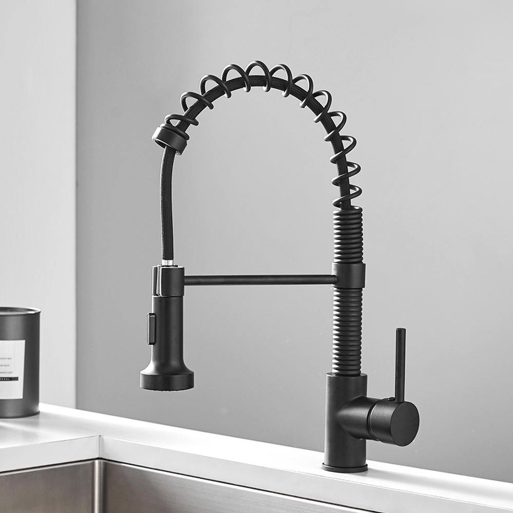Kitchen Faucet - Spiro v2.0 Single-Hole Kitchen Faucet with Pull-Down Spring Spout - undefined - Signature Faucets #color_matte black
