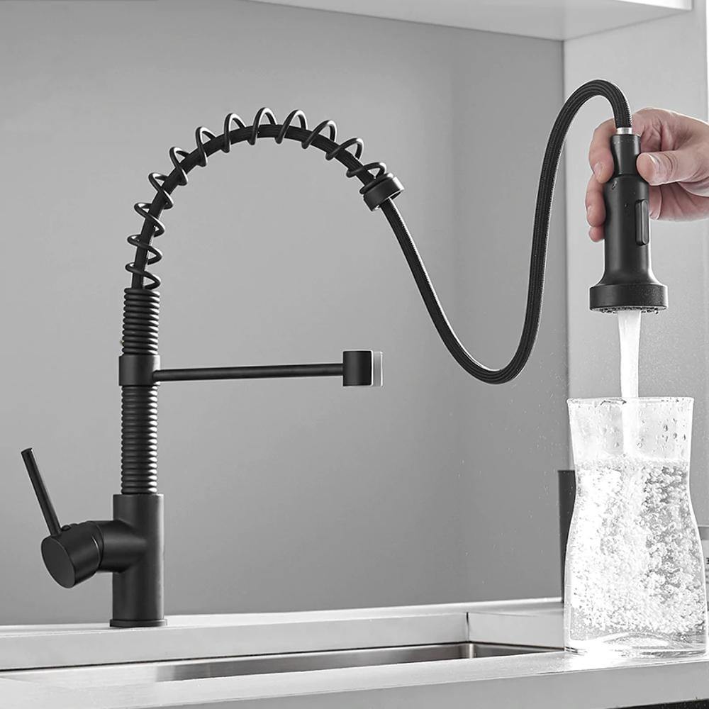 Kitchen Faucet - Spiro v2.0 Single-Hole Kitchen Faucet with Pull-Down Spring Spout - undefined - Signature Faucets #color_matte black