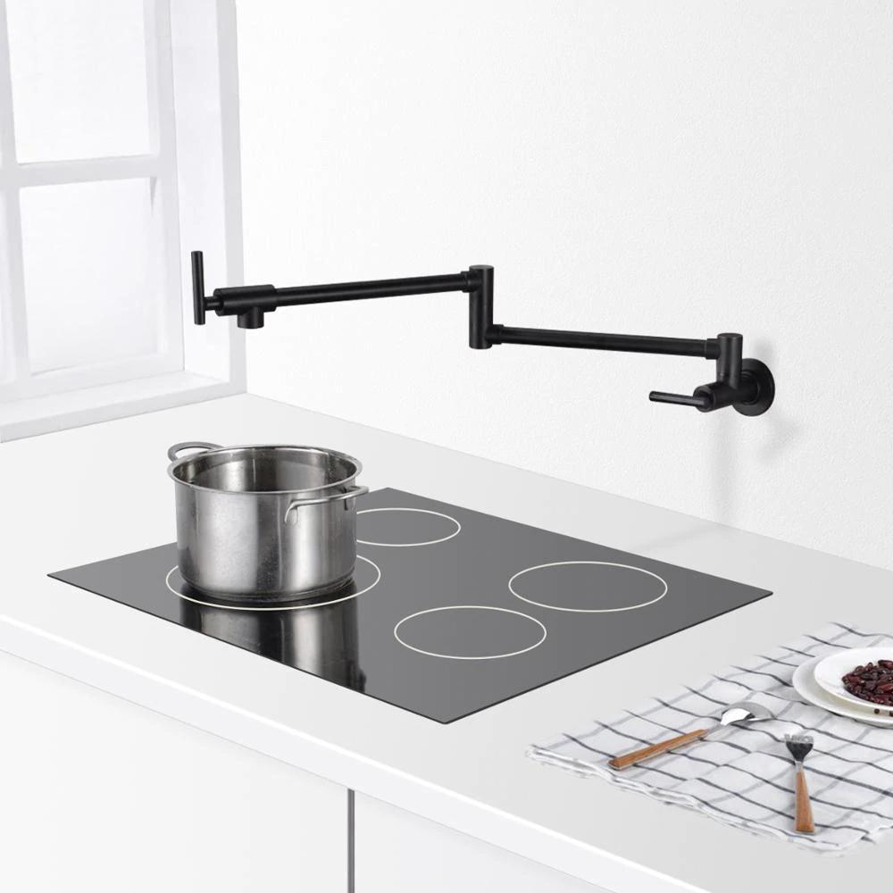 Kitchen Faucet - Gertner Pot Filler Faucet Wall Mount Double Joint Spout Swing Arm Single Hole Two Handle Kitchen Stove Faucet - undefined - Signature Faucets