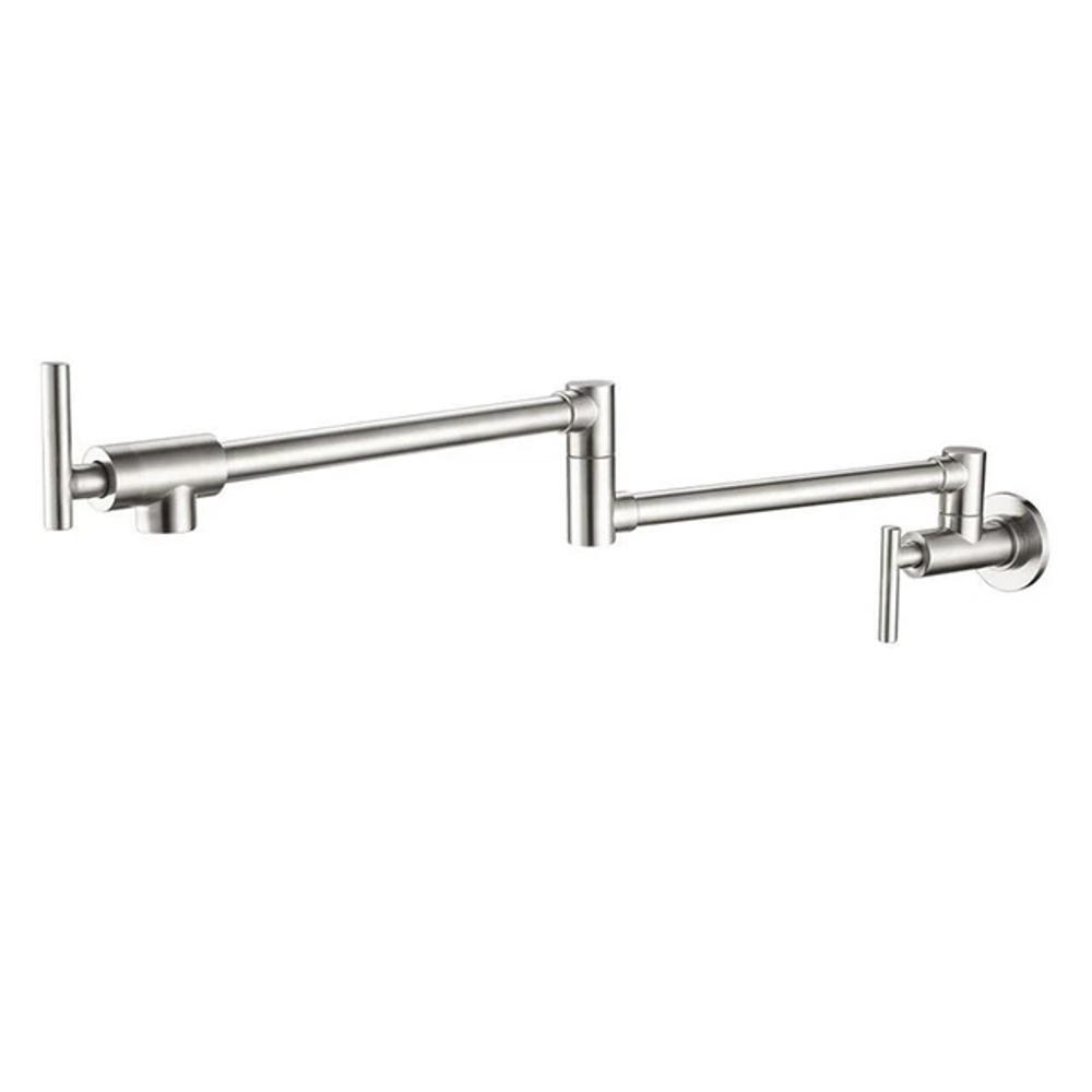 Kitchen Faucet - Gertner Pot Filler Faucet Wall Mount Double Joint Spout Swing Arm Single Hole Two Handle Kitchen Stove Faucet - undefined - Signature Faucets