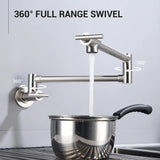 Kitchen Faucet - Gertner Pot Filler Faucet Wall Mount Double Joint Spout Swing Arm Single Hole Two Handle Kitchen Stove Faucet - undefined - Signature Faucets