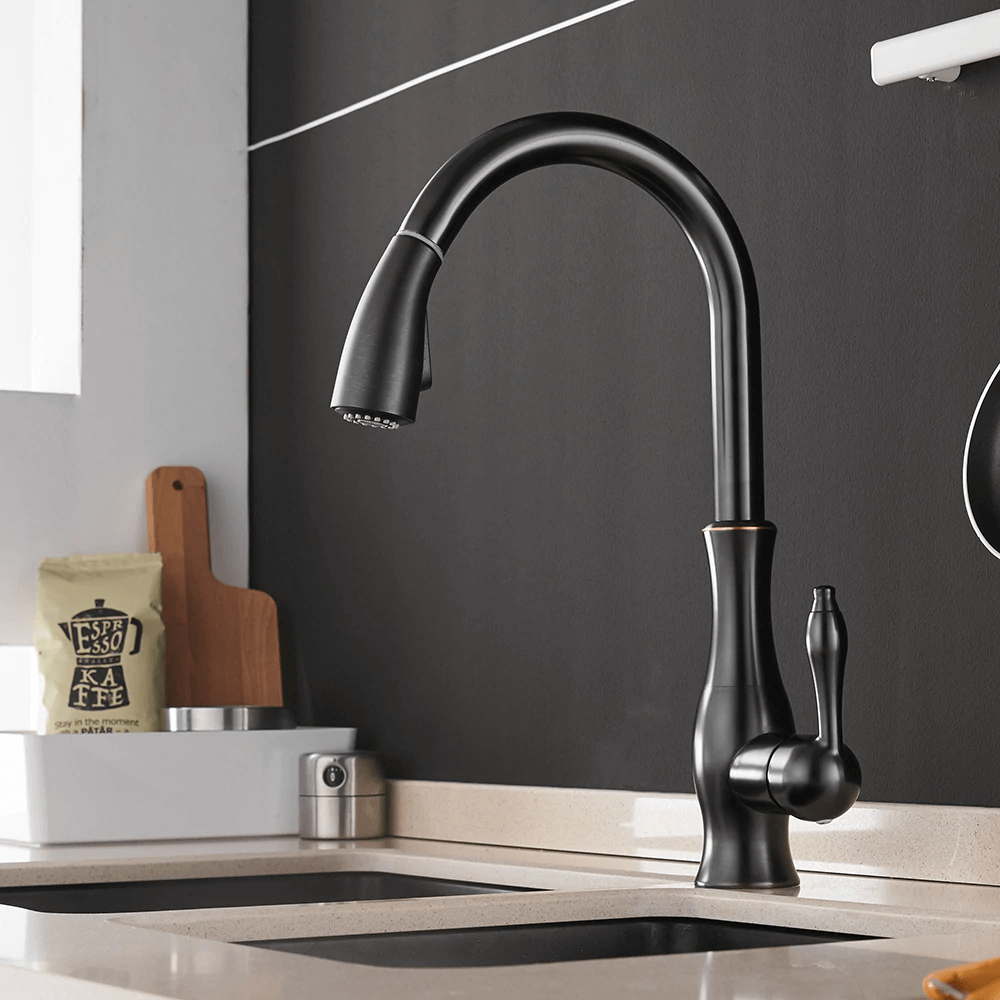 Kitchen Faucet - Victorian Single-Hole Kitchen Faucet With Pull Out Spout - undefined - Signature Faucets #color_matte black