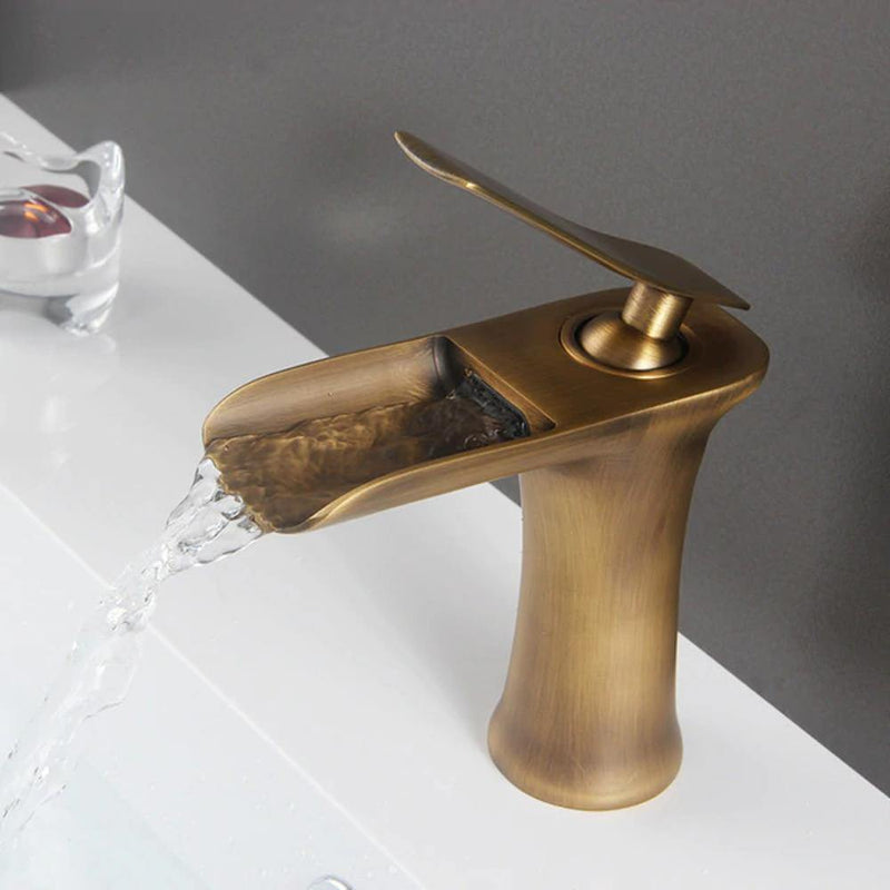 Bathroom Sink Faucet - Helfer Waterfall Basin Bathroom Sink Faucet Single handle - undefined - Signature Faucets