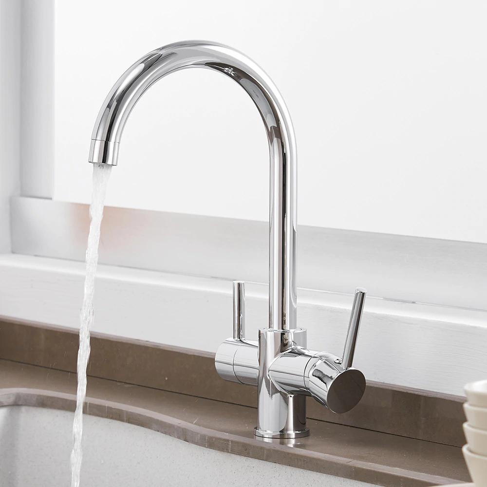 Kitchen Faucet - André Three Way Drinking Tap Dual Handle Kitchen Faucet - undefined - Signature Faucets #color_chrome