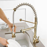 Kitchen Faucet - Spiro Single-Hole Dual Handle Kitchen Faucet with Pull-Down Spring Spout - undefined - Signature Faucets