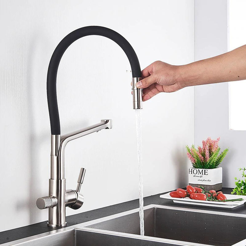 Kitchen Faucet - Ahronsohn Kitchen Faucet Single-Hole Dual Handle Pull-Down Spout with Water Filtering - undefined - Signature Faucets