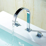 Bathroom Sink Faucet - Freyer Contemporary Solid Brass Deck Mounted Square Bathroom Faucet 3 Hole Double Handle - undefined - Signature Faucets