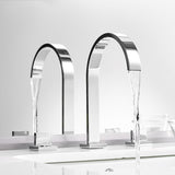 Bathroom Sink Faucet - Freyer Contemporary Solid Brass Deck Mounted Square Bathroom Faucet 3 Hole Double Handle - undefined - Signature Faucets