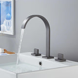 Bathroom Sink Faucet - Freyer Contemporary Solid Brass Deck Mounted Square Bathroom Faucet 3 Hole Double Handle - undefined - Signature Faucets