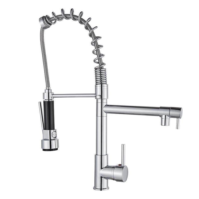 Kitchen Faucet - Spiro Single-Hole Dual Handle Kitchen Faucet with Pull-Down Spring Spout - undefined - Signature Faucets #color_chrome