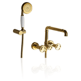 Bathtub Filler Faucet - Imdorf Industrial Style Bathtub Filler Faucet Wall Mounted with Hand Shower Solid Brass - undefined - Signature Faucets
