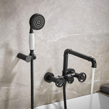Bathtub Filler Faucet - Imdorf Industrial Style Bathtub Filler Faucet Wall Mounted with Hand Shower Solid Brass - undefined - Signature Faucets
