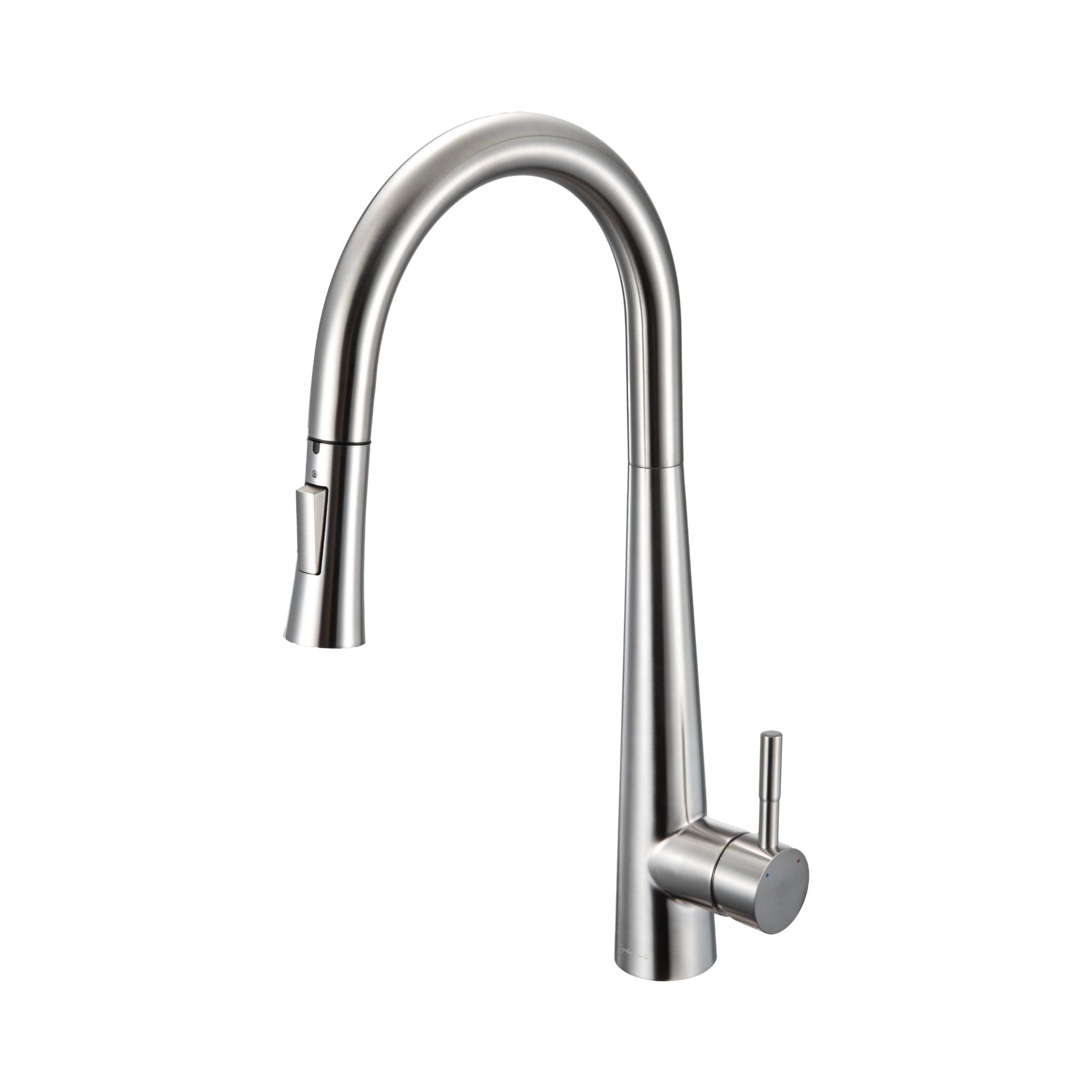 Brushed nickel touch kitchen faucet with pull-down sprayer on white background #color_brushed nickel