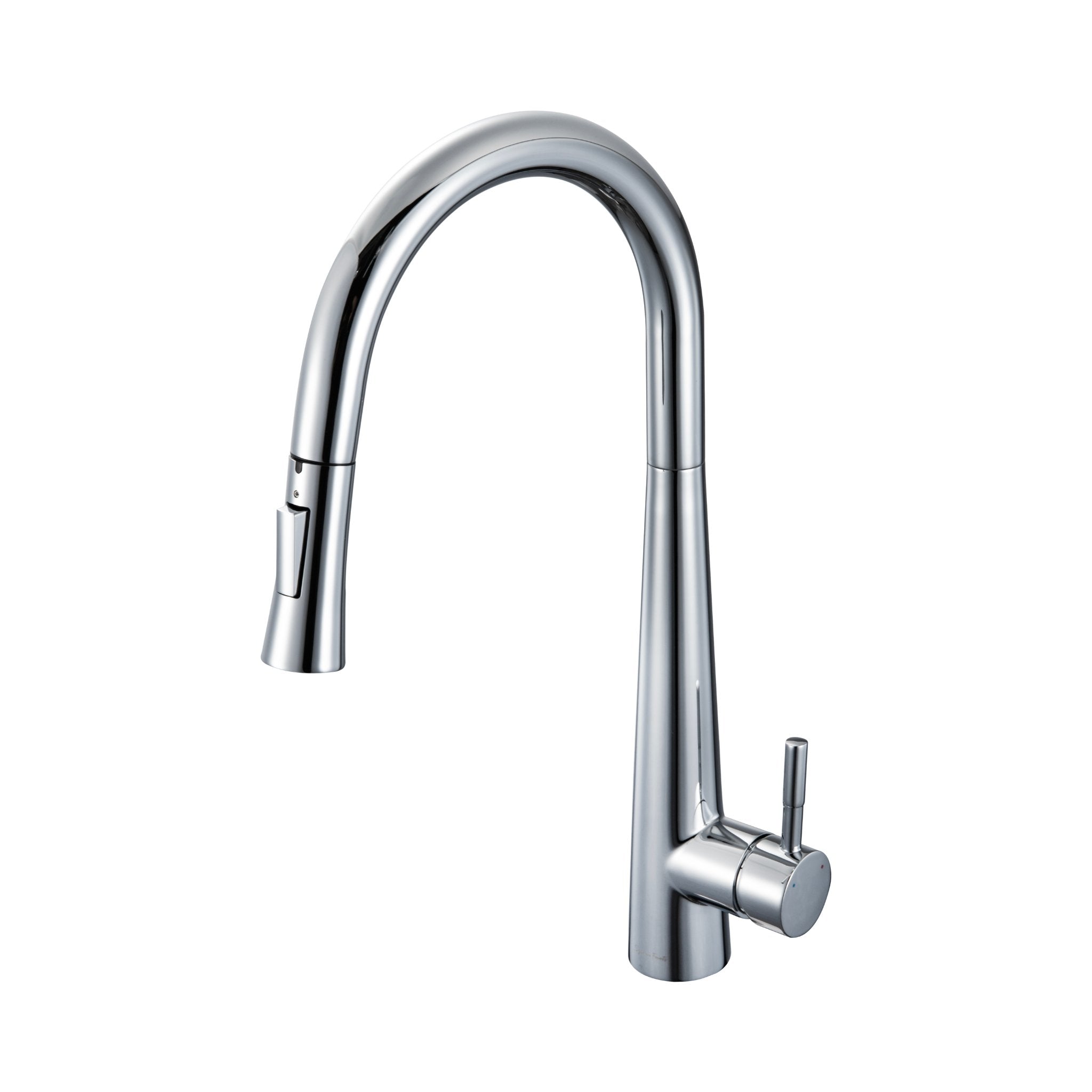 Chrome touch kitchen faucet with pull-down sprayer on white background #color_chrome