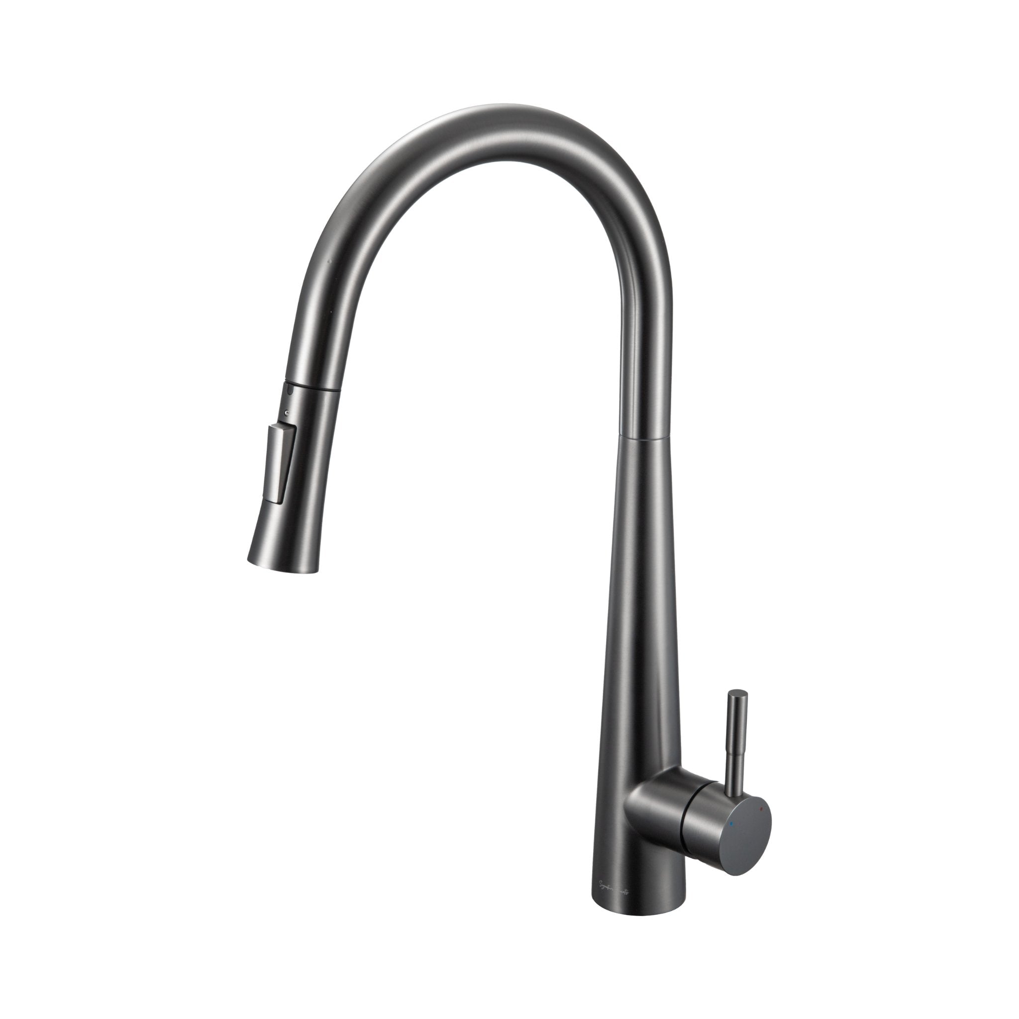 Gunmetal gray touch kitchen faucet with pull-down sprayer on white background #color_gunmetal gray