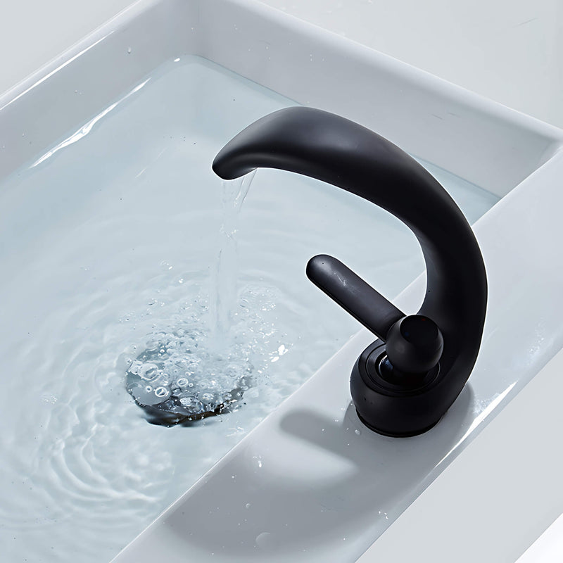 BathroomSinkFaucet-ScheftelModernWaterfallBathroomFaucetSingleHandleSingleHole-matte-black-SignatureFaucets #color_matte black