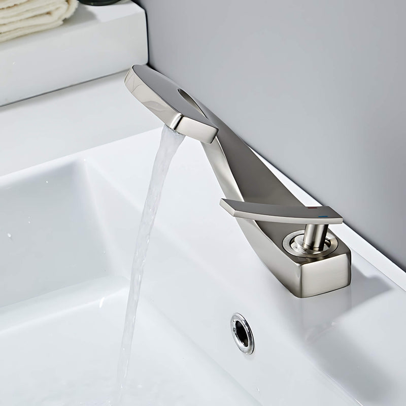 Colm-Unique-Design-Basin-Bathroom-Sink-Faucet-Single-Handle-Single-Hole-Brushed-Nickel-Signature Faucets