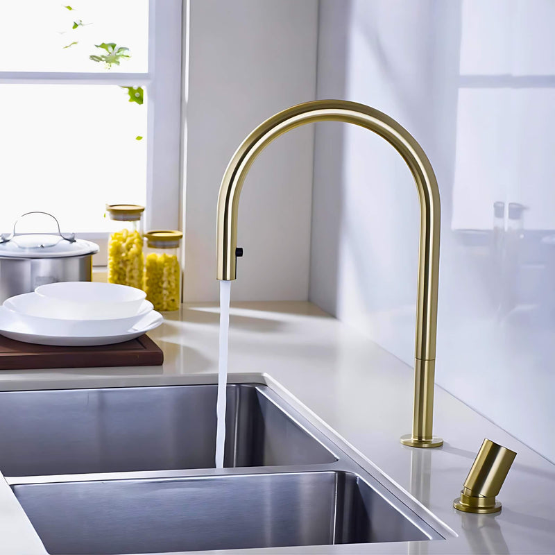 Kitchen-Faucet-Cale-2-Hole-Kitchen-Faucet-With-Pull-Out-Spout-brushed-gold-Signature-Faucets #color_brushed gold