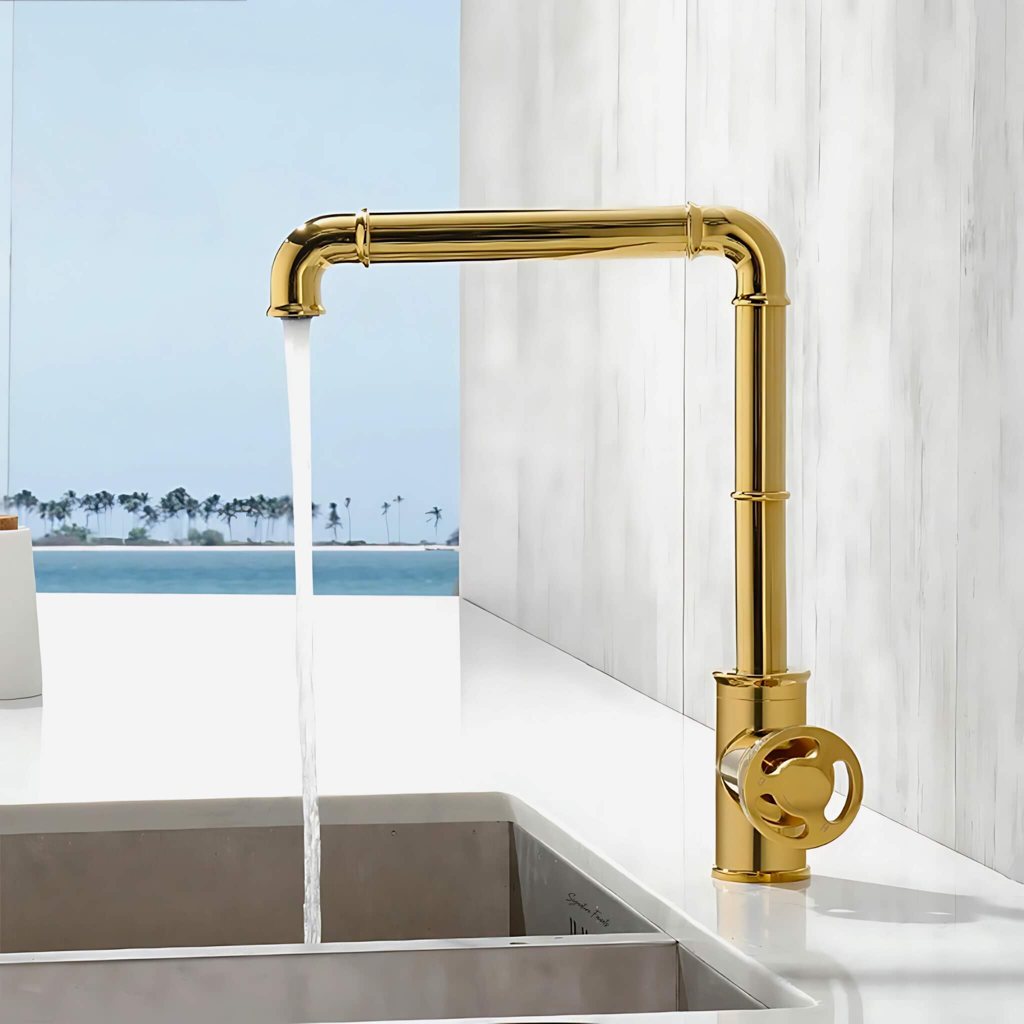 Imdorf Industrial Style Brass Single Hole One Handle Kitchen Faucets ...