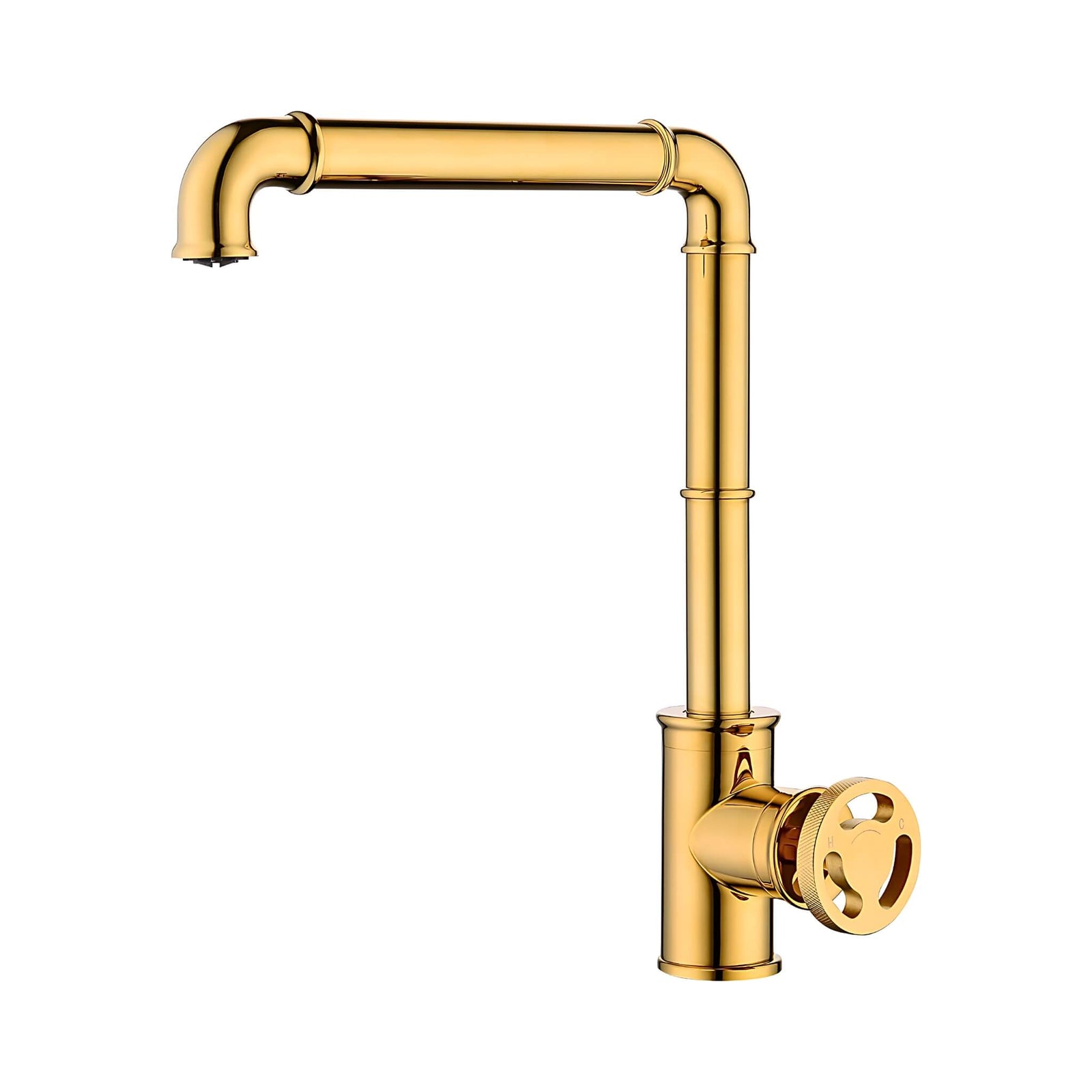 Hiendure Antique Brass Single Hole Kitchen Or Bathroom Faucet - Long Curve Spout Mixer Tap With Ceramic Valve - View #9