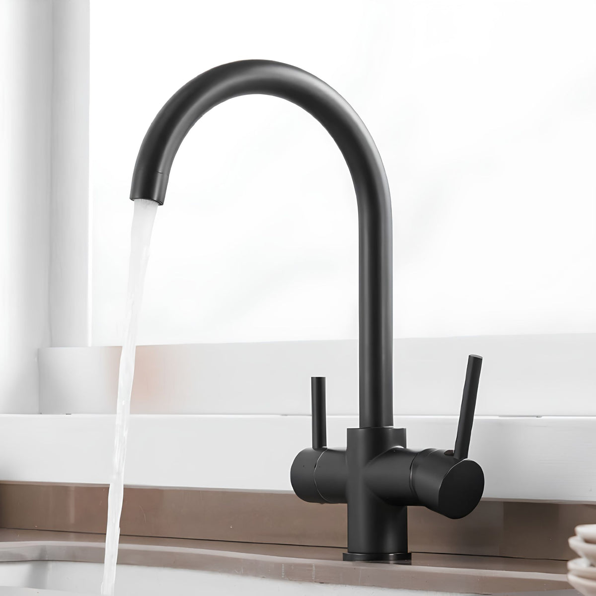 André Three Way Drinking Tap Dual Handle Kitchen Faucet