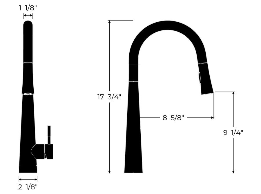Arcus Touch Kitchen Faucet with Pull-Down Sprayer dimension drawing