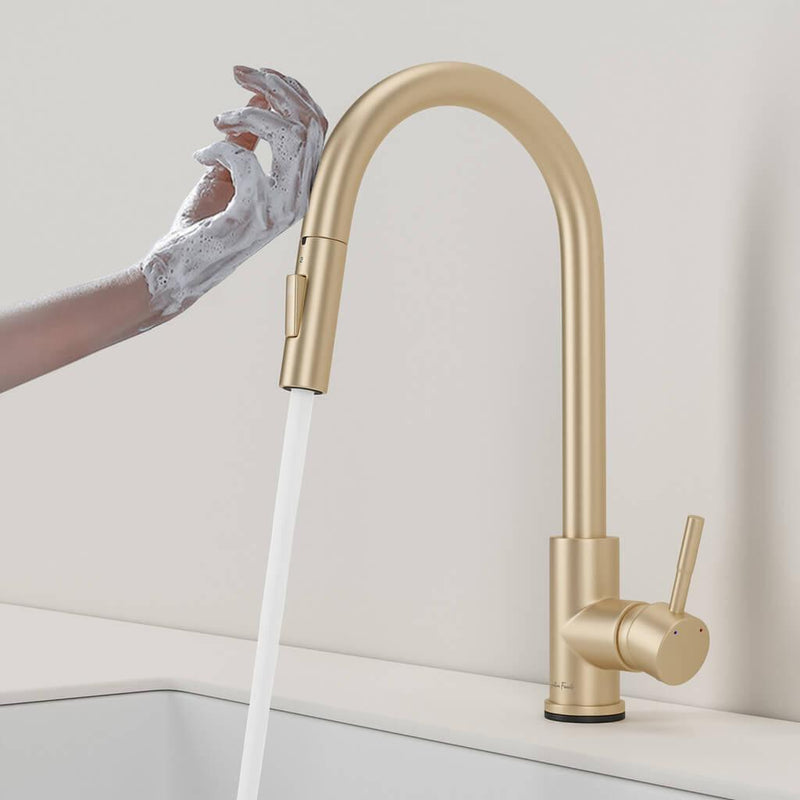 Kitchen Faucet - Imperium Touch Control Dual Function Pull Out Spout Kitchen Faucet - Brushed Gold - Signature Faucets