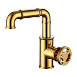 Bathroom Sink Faucet - Imdorf Industrial Style Brass Single Hole One Handle Bathroom Faucets - Gold - Signature Faucets