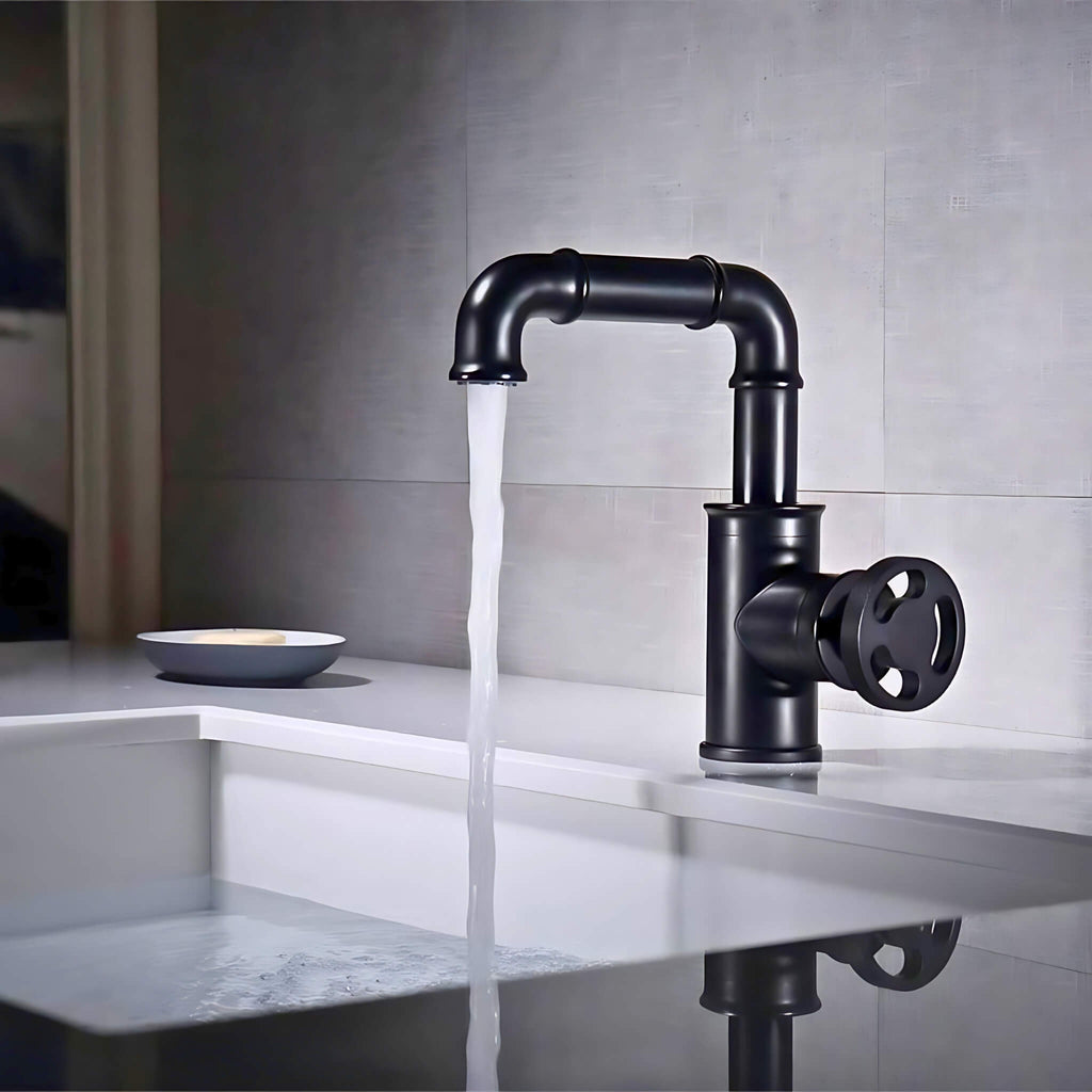 Imdorf Industrial Style Brass Single Hole One Handle Bathroom Faucets ...