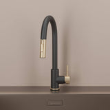 Kitchen Faucet - Imperium Touch Control Dual Function Pull Out Spout Kitchen Faucet - Brushed Gold - Signature Faucets #color_matte black and brushed gold