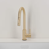 Stainless steel kitchen faucet - Imperium Touch Control Dual Function Pull Out sprayer Spout Kitchen Faucet - Brushed Gold - Signature Faucets #color_brushed gold