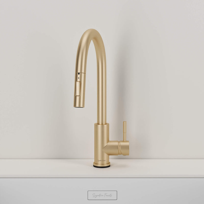 Stainless steel kitchen faucet - Imperium Touch Control Dual Function Pull Out sprayer Spout Kitchen Faucet - Brushed Gold - Signature Faucets #color_brushed gold