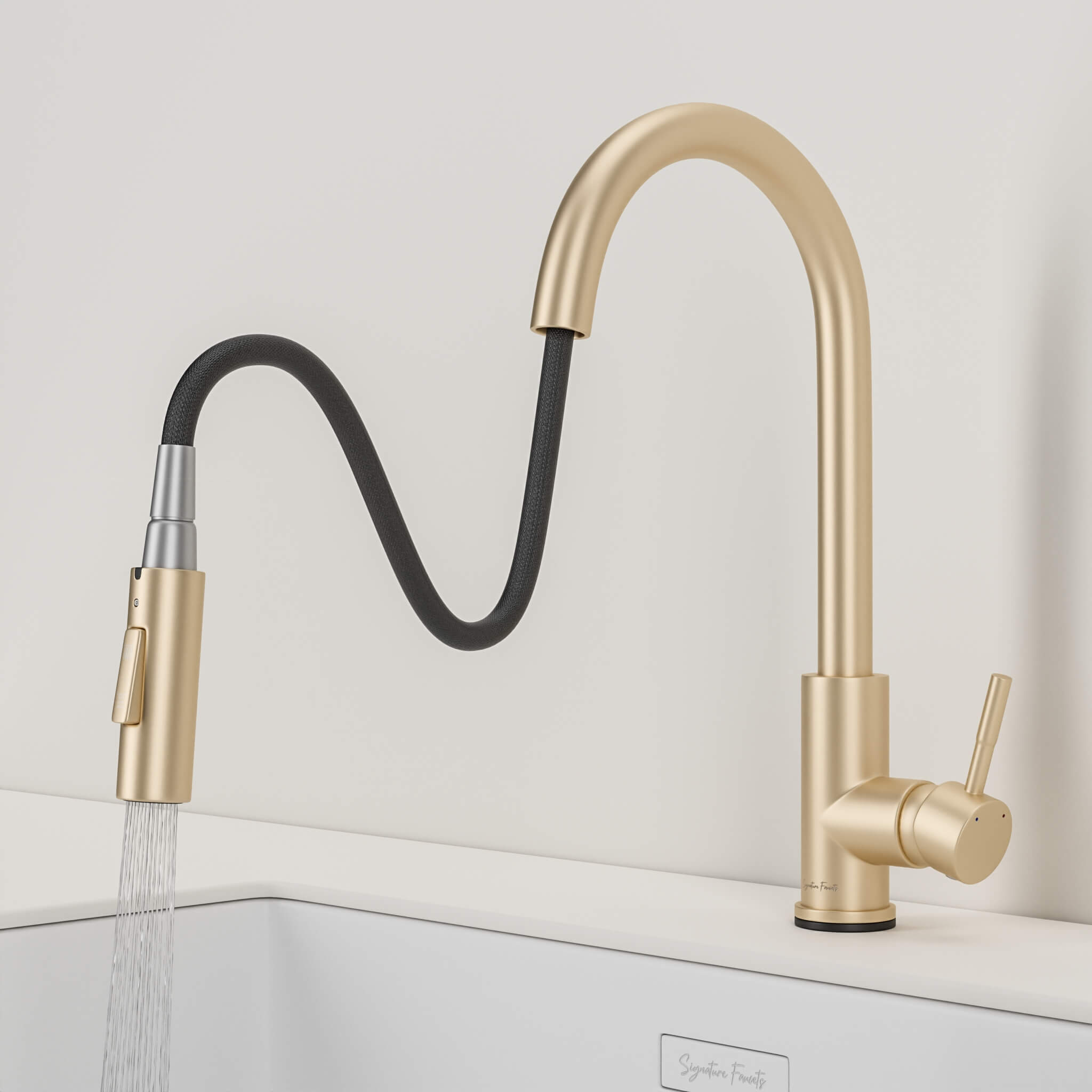 Stainless steel kitchen faucet - Imperium Touch Control Dual Function Pull Out sprayer Spout Kitchen Faucet - Brushed Gold - Signature Faucets #color_brushed gold