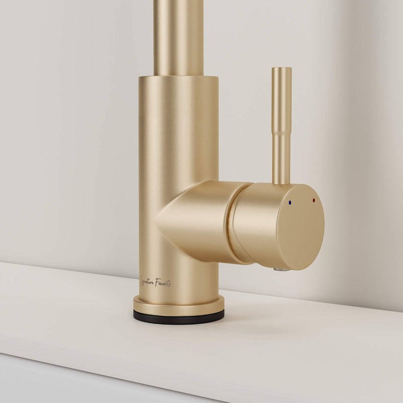 Stainless steel kitchen faucet - Imperium Touch Control Dual Function Pull Out sprayer Spout Kitchen Faucet - Brushed Gold - Signature Faucets #color_brushed gold