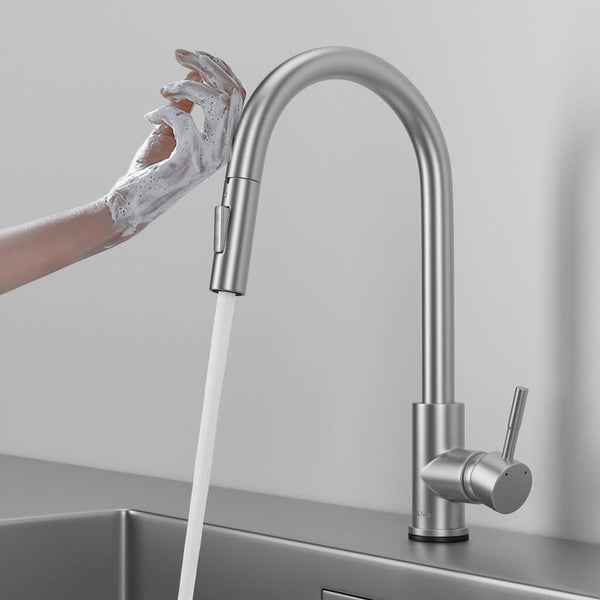 Kitchen Faucet - Imperium Touch Control Dual Function Pull Out Spout Kitchen Faucet - Signature Faucets #color_brushed nickel