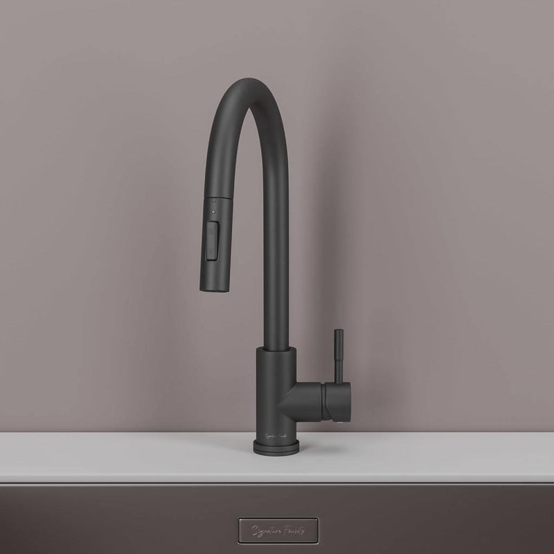 Kitchen Faucet - Imperium Touch Control Dual Function Pull Out Spout Kitchen Faucet - Brushed Nickel - Signature Faucets #color_matte black