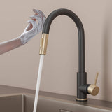 Stainless steel kitchen faucet - Imperium Touch Control Dual Function Pull Out sprayer Spout Kitchen Faucet - Brushed Gold - Signature Faucets #color_matte black and brushed gold