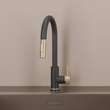 Stainless steel kitchen faucet - Imperium Touch Control Dual Function Pull Out sprayer Spout Kitchen Faucet - Brushed Gold - Signature Faucets #color_matte black and brushed gold