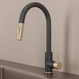 Stainless steel kitchen faucet - Imperium Touch Control Dual Function Pull Out sprayer Spout Kitchen Faucet - Brushed Gold - Signature Faucets #color_matte black and brushed gold